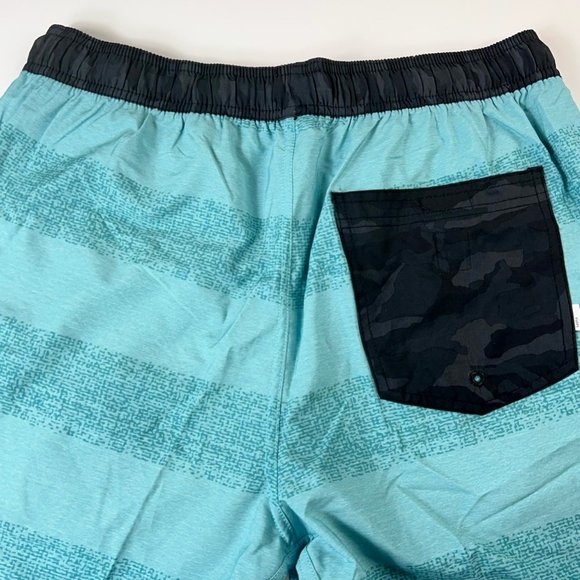 Vuori Mens Kore Shorts Tahiti Texture Activewear Blue Black Striped L New - Picture 7 of 12